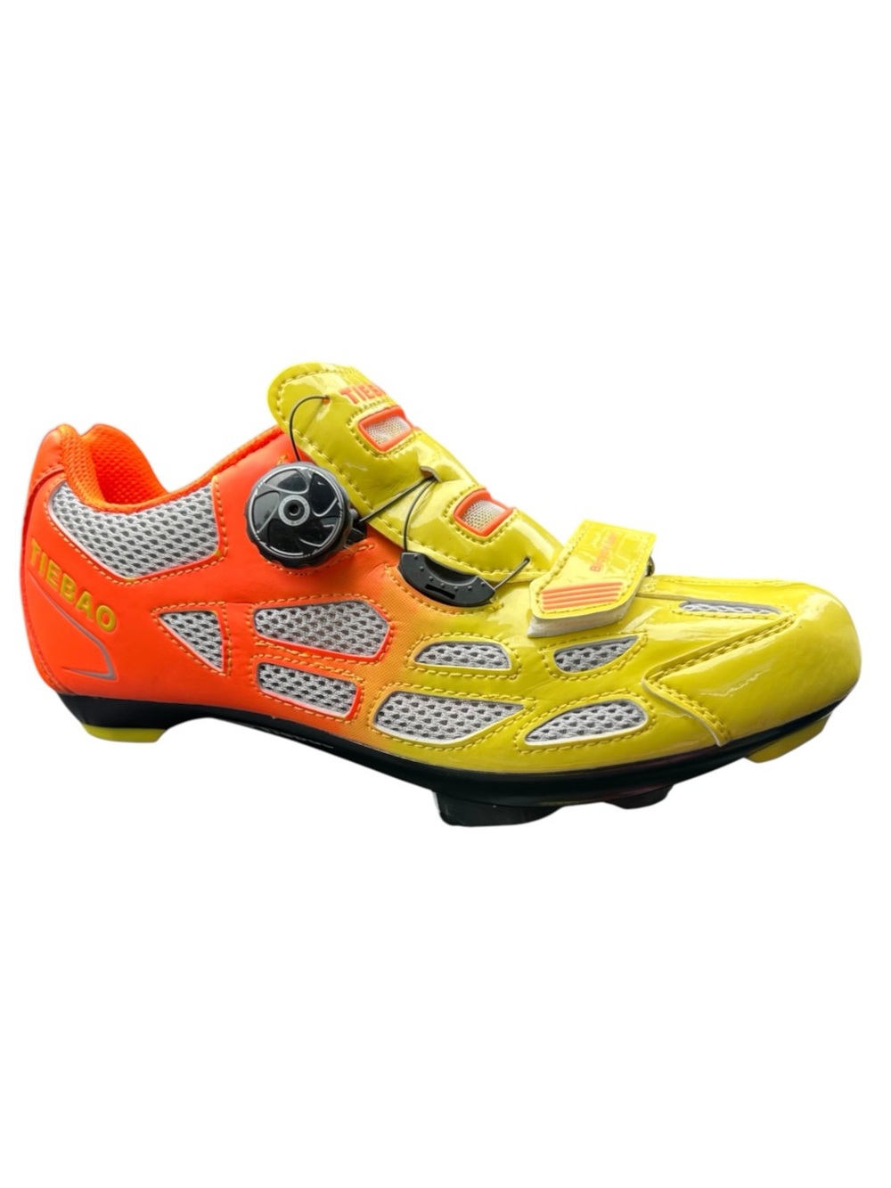 Weideng Tiebao Auto Lock Quick Lace Bicycle Cycling Shoes Orange Yellow